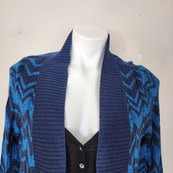 Missoni For Target Blue and Black Zig Zag Open Front Cardigan Size Medium - Picture 8 of 11
